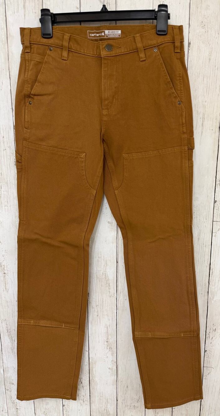 Carhartt Womens Rugged Flex Relaxed Fit Double Front Work Pants 8 Tall Brown